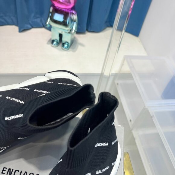 Balenciaga Black Knit Fabric Speed LT Clear Sneakers Size 44 - Picture 4 of 5